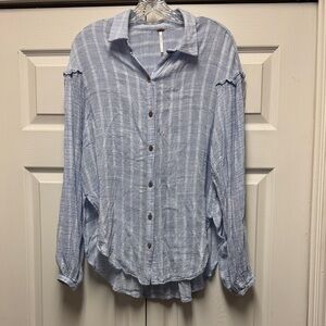 FREE PEOPLE Button Down Collar Balloon Sleeve Blouse sz M